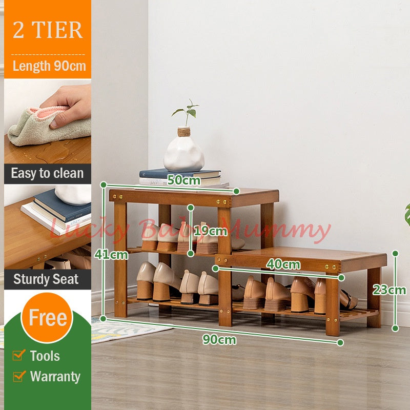 Darker Bamboo Shoe Rack Bench