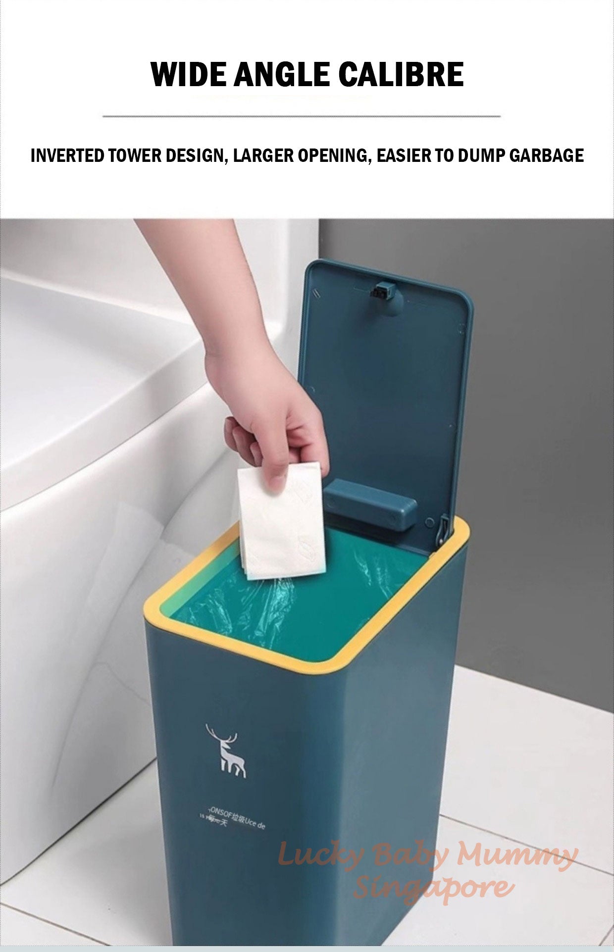10/15L Pop-up Cover Dustbin with Slim Deisgn Waterproof
