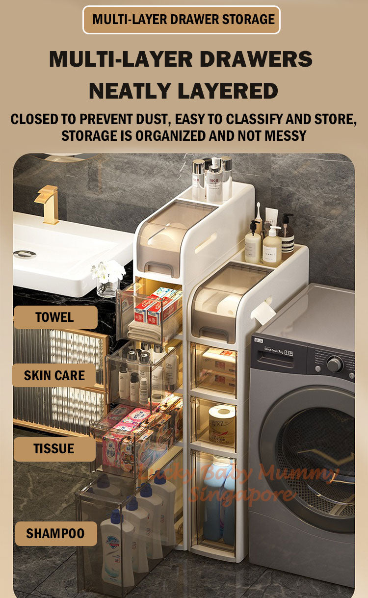 Bathroom Slim Storage Cabinet Drawers