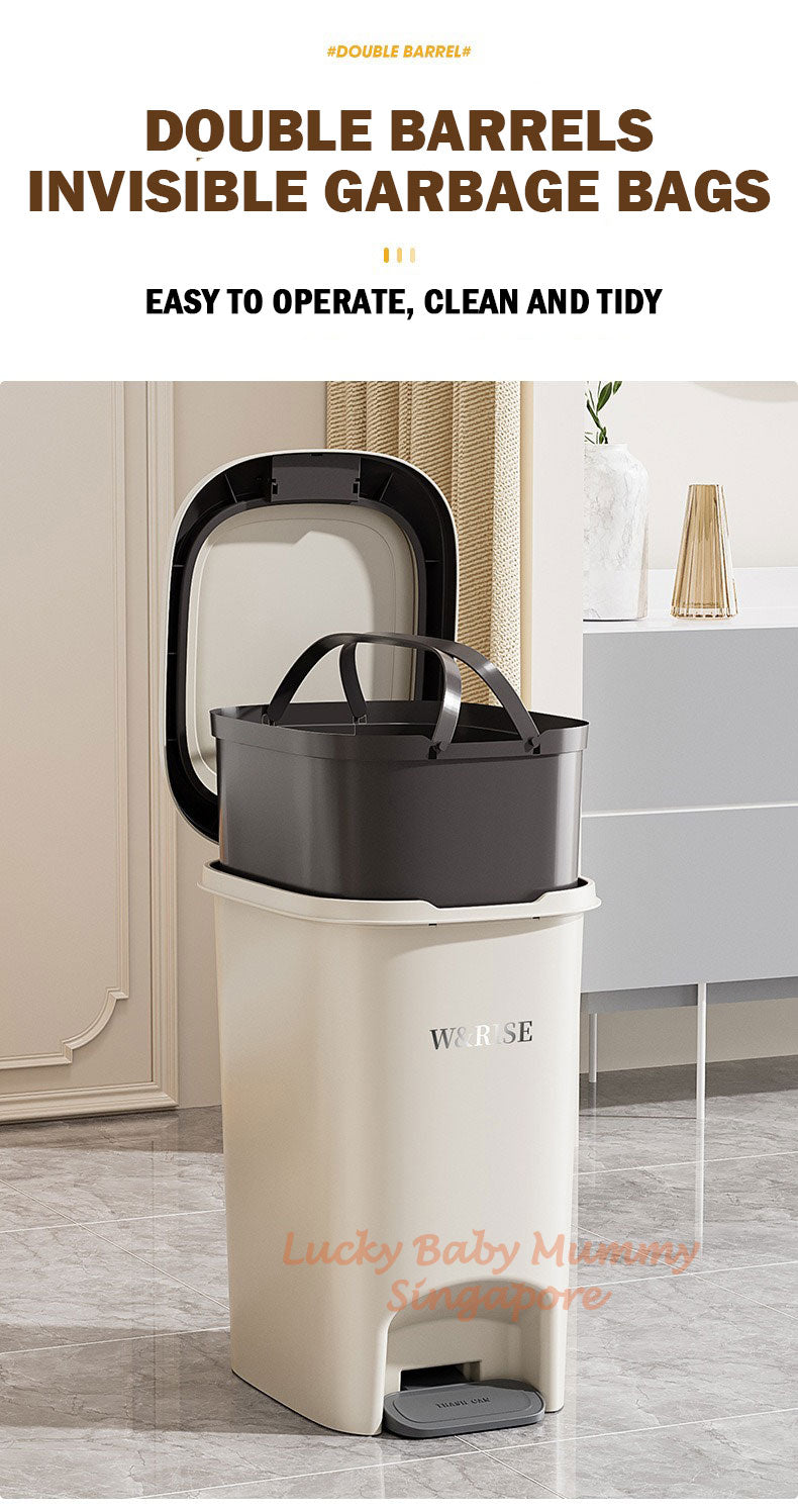 Cream Step Pedal Dustbin / Trash Bin