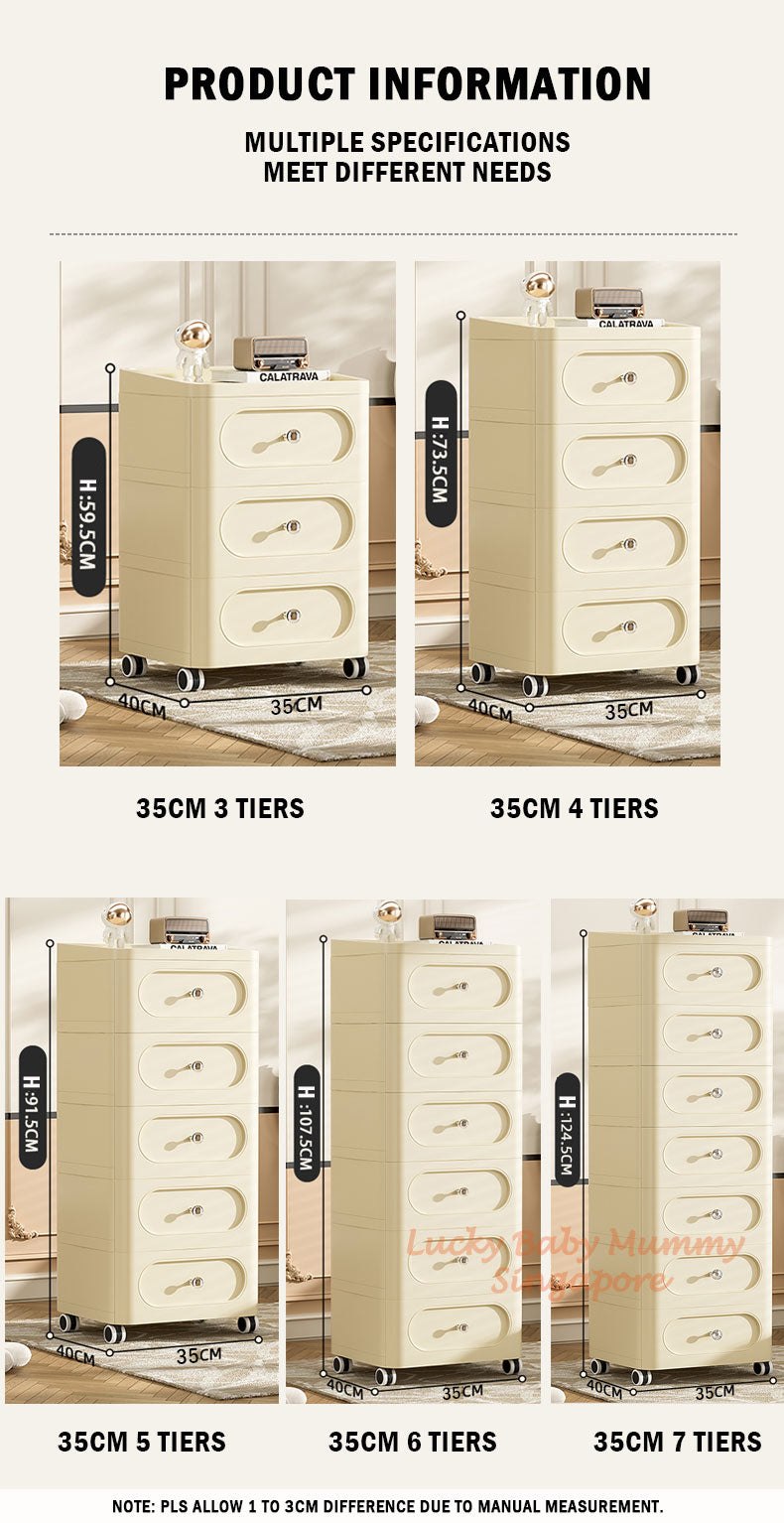 Light Luxury Drawer Cabinet with Wheels