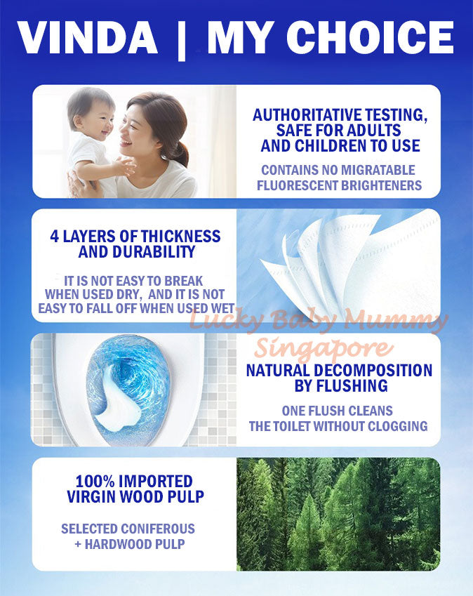 Vinda 4Ply Ultra Strong Toilet Paper Roll 140g 27 Rolls/box