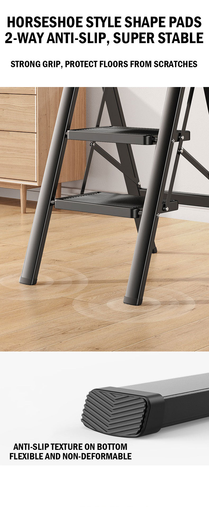 Wide Pedal Steel Ladder - 2/3/4 Steps