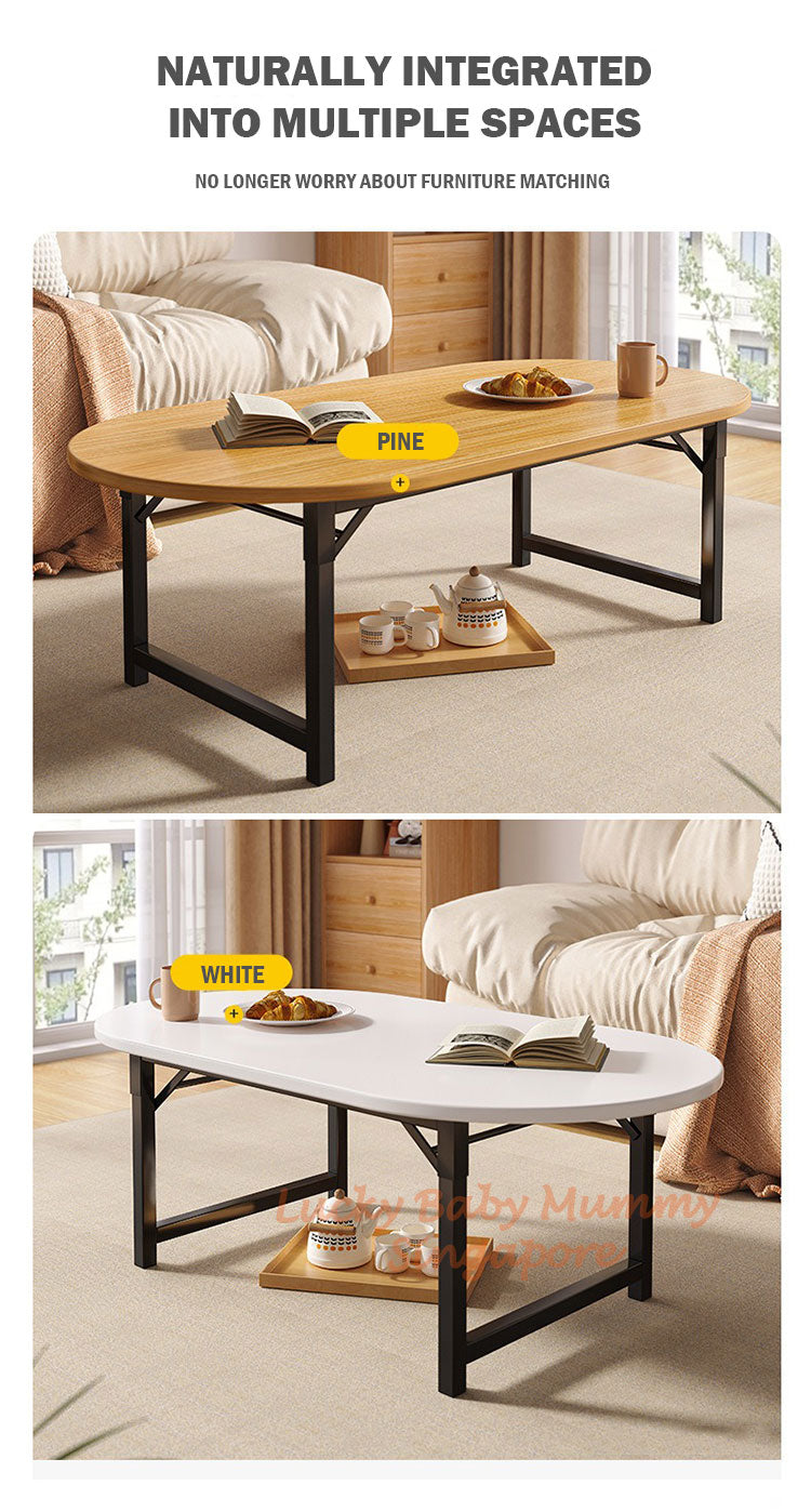 Foldable Steel Wood Coffee Table