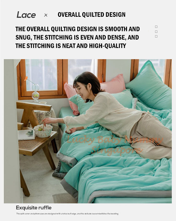 Japanese Style Summer Quilt Blanket Light Weight Cotton