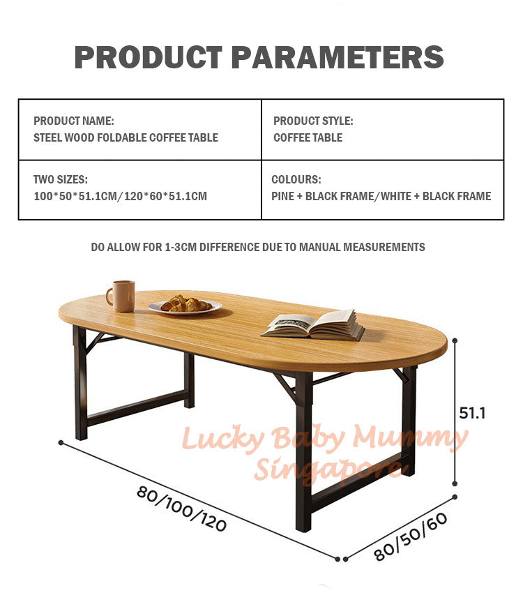 Foldable Steel Wood Coffee Table