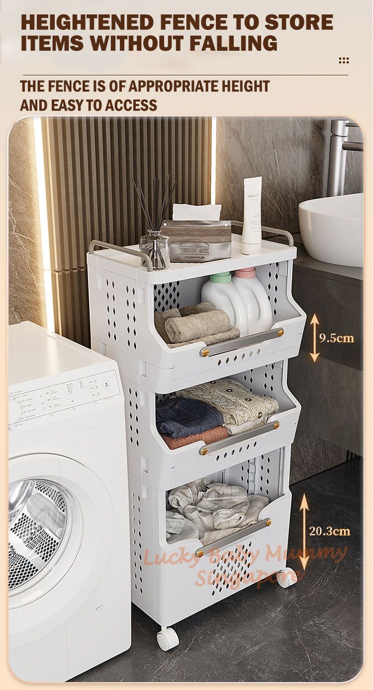 Movable Laundry Storage Rack with Wheels