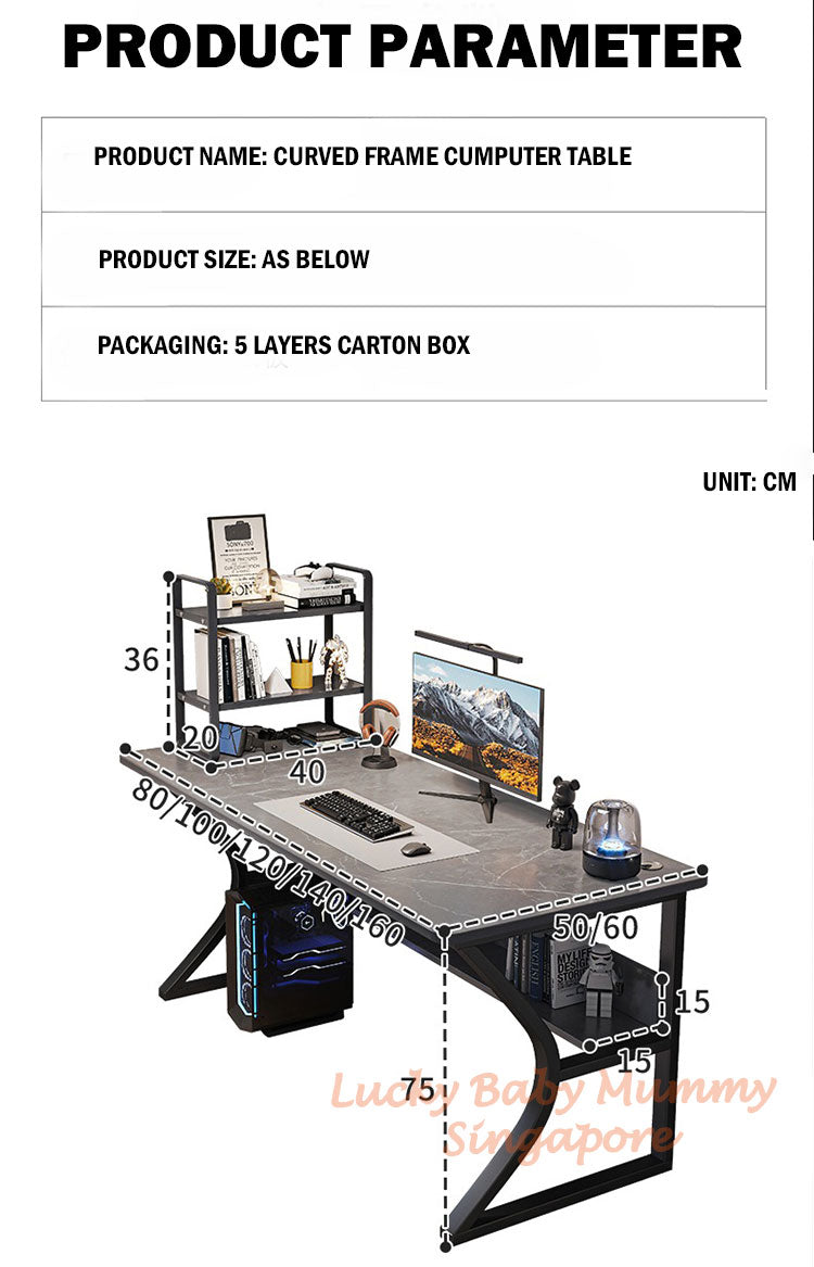 Curved Frame E-sport Style Computer Table