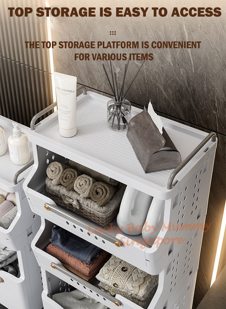 Movable Laundry Storage Rack with Wheels