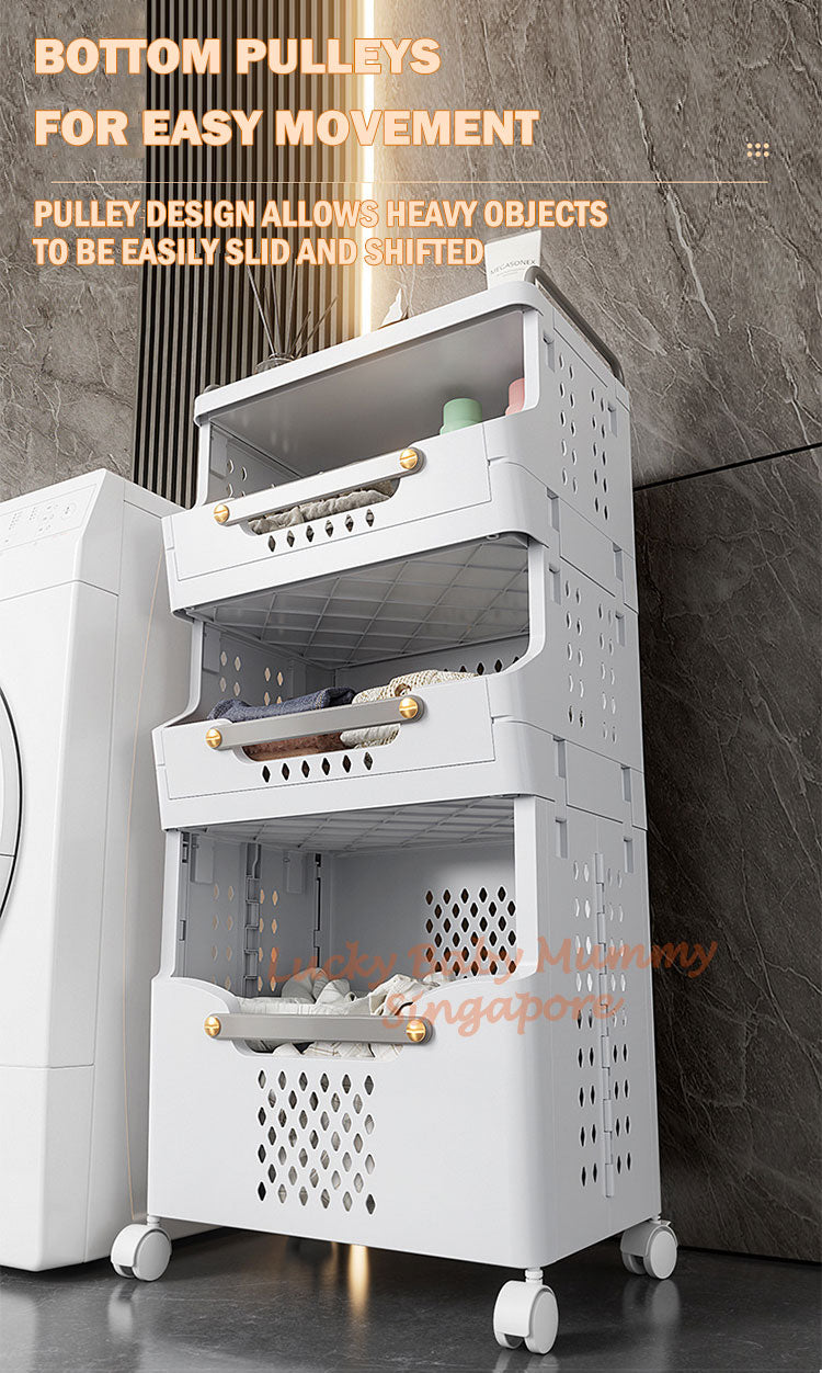 Movable Laundry Storage Rack with Wheels