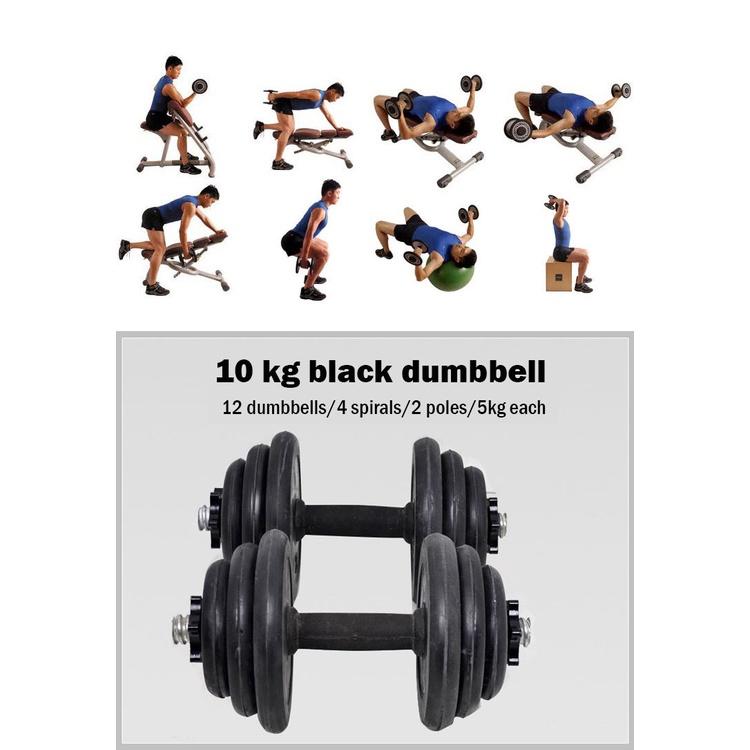 Black Cast Iron Chrome Dumbbell Set for Bodybuilding