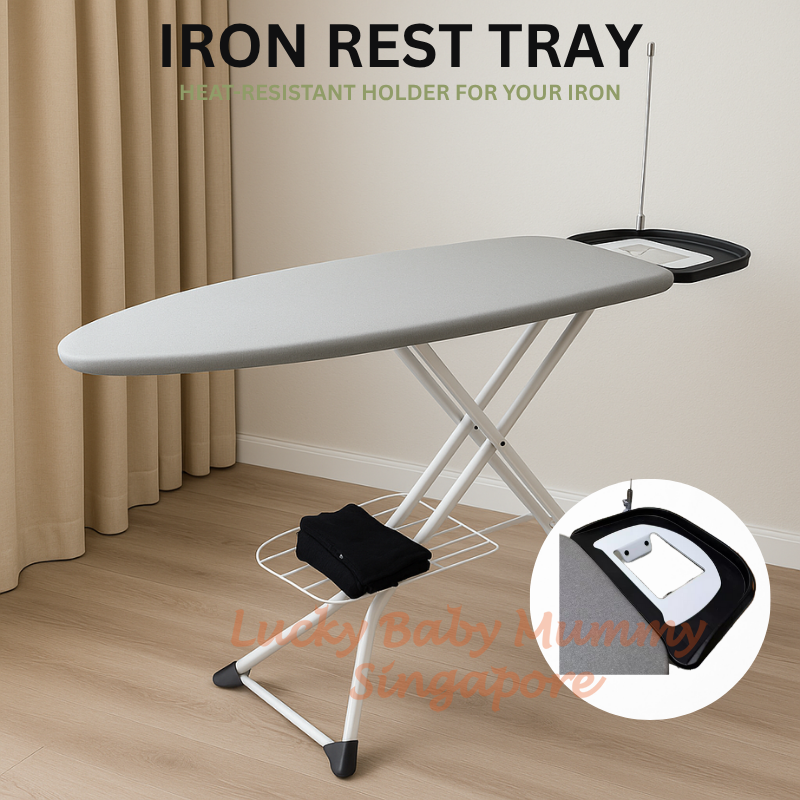 Large Foldable Ironing Board with Wire Holder & Tray/Adjustable Height/Premium Iron Board