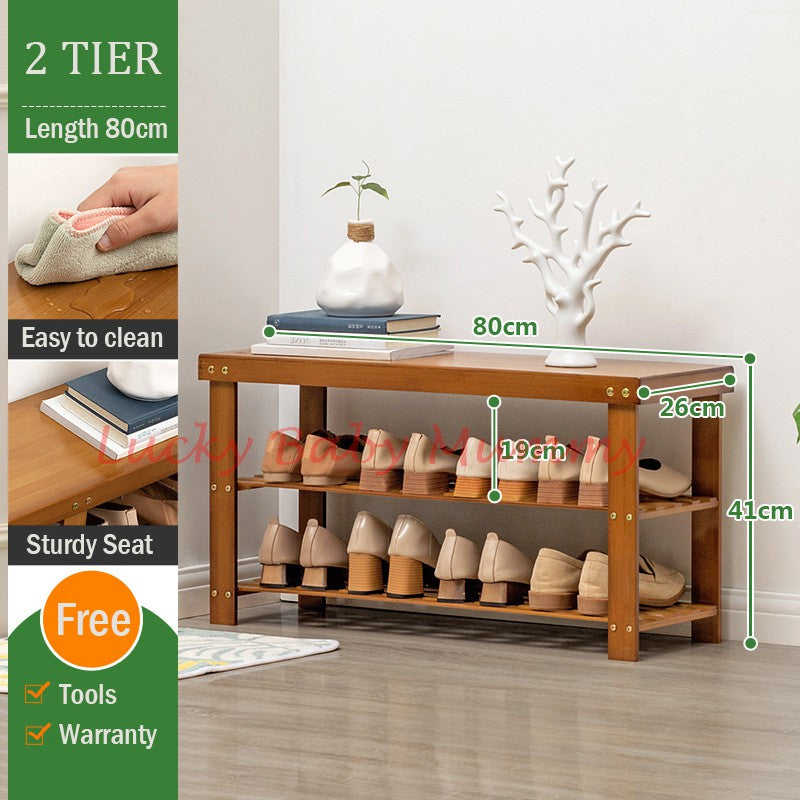 Darker Bamboo Shoe Rack Bench