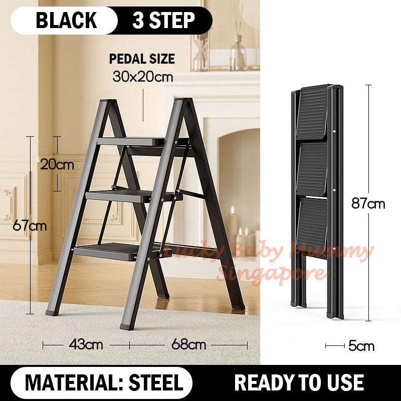 Wide Pedal Steel Ladder - 2/3/4 Steps