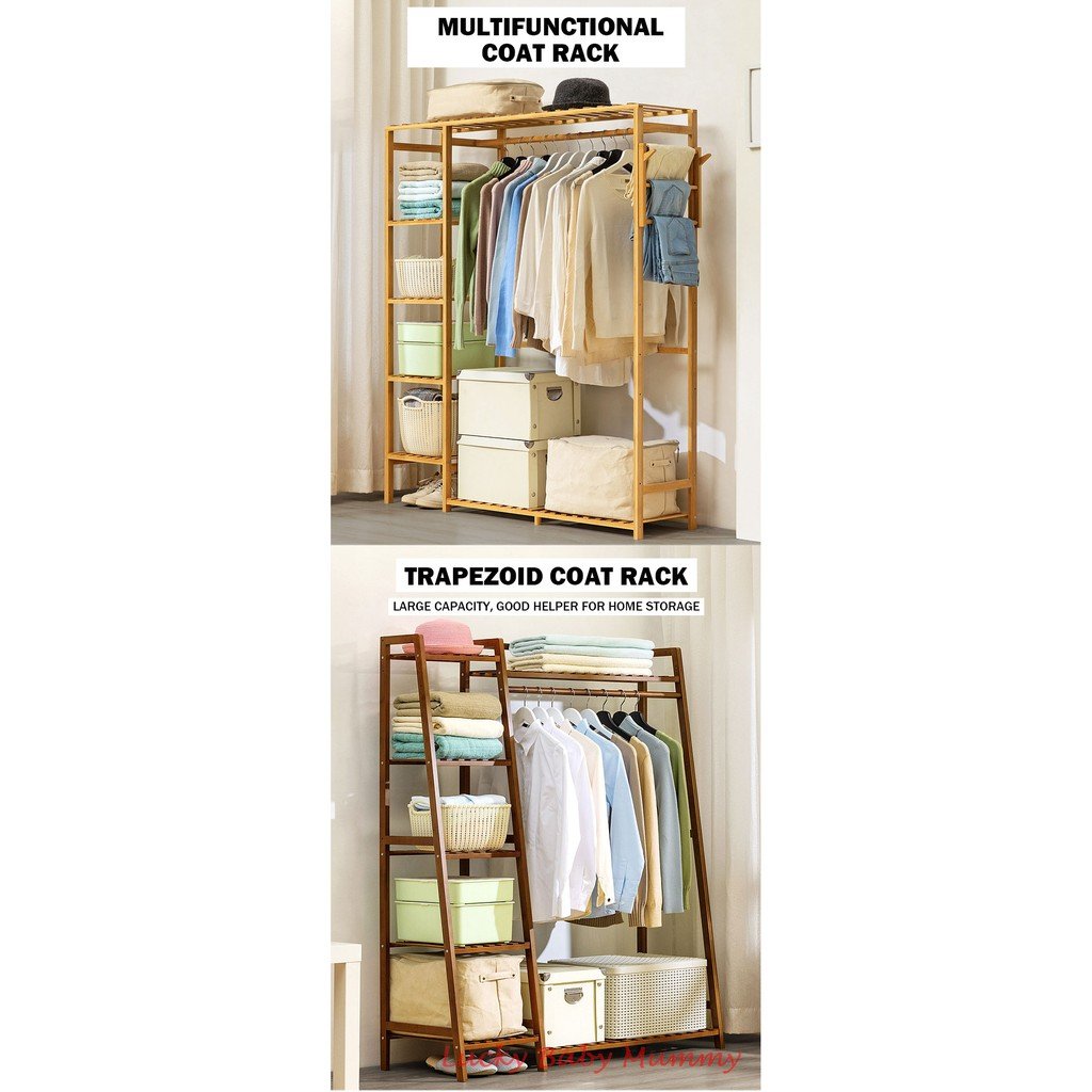 Bamboo trapezoidal Shape Clothes Stand