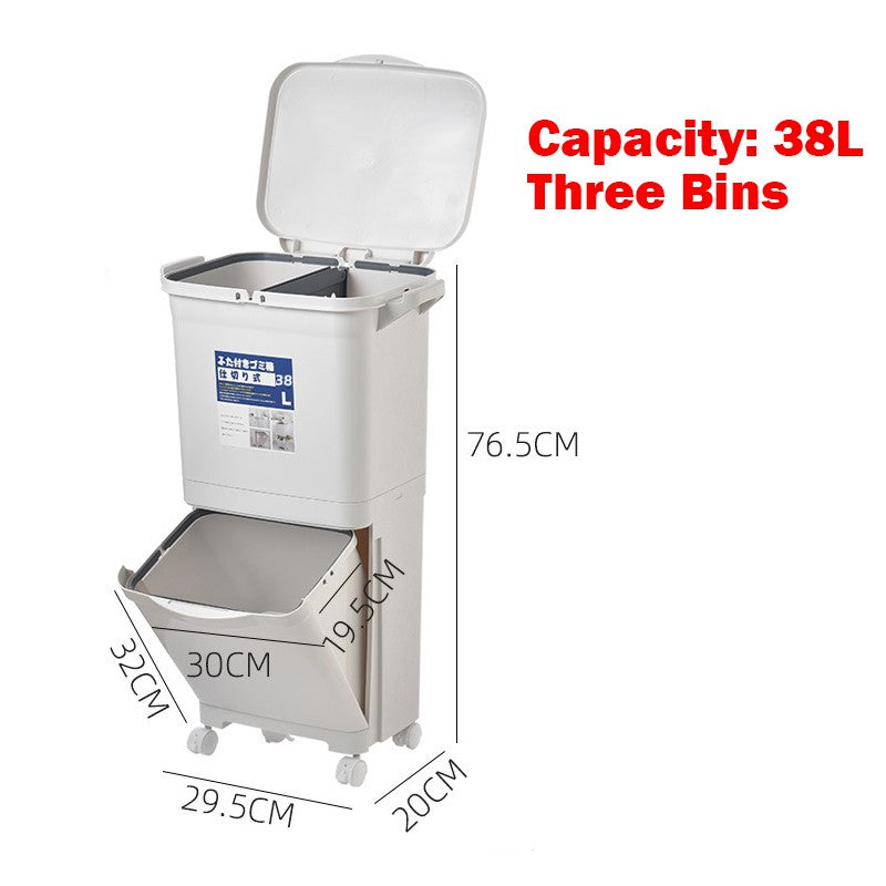 Type B Dry/Wet Sorting Dust Bin Slim Trash bin Dustbin