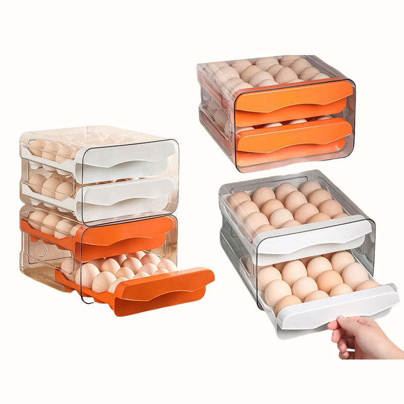 Egg Storage Box with Drawer Double Layer