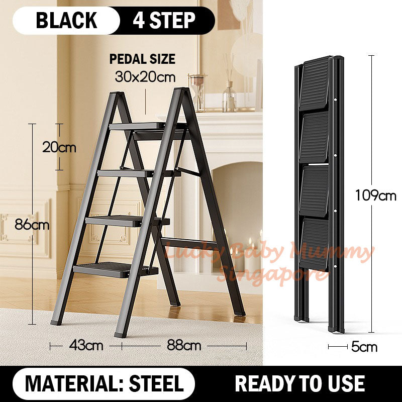 Wide Pedal Steel Ladder - 2/3/4 Steps