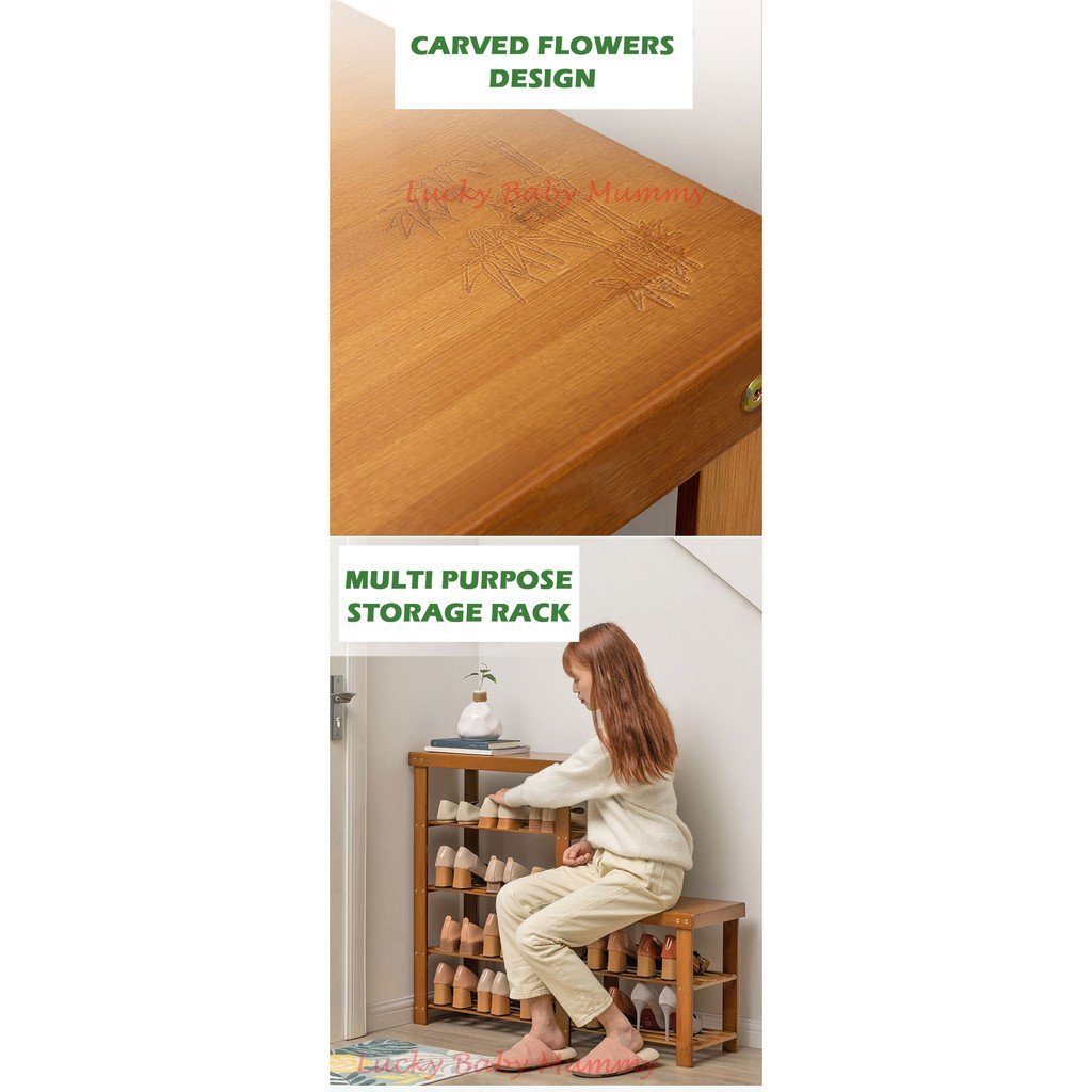 Darker Bamboo Shoe Rack Bench