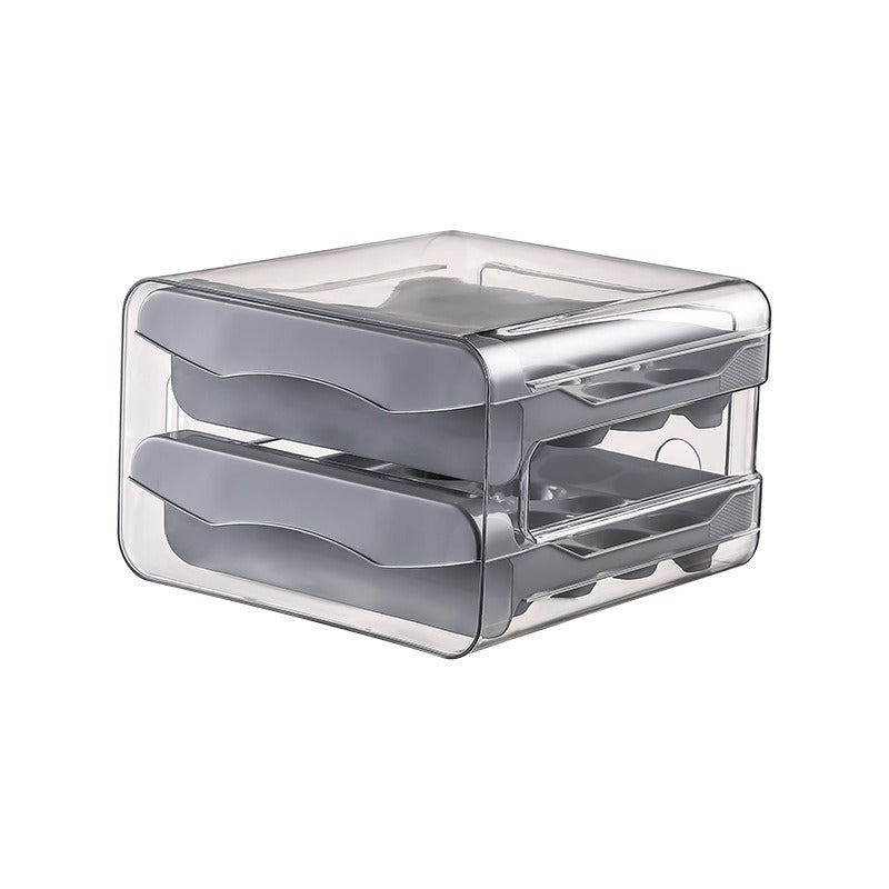 Egg Storage Box with Drawer Double Layer