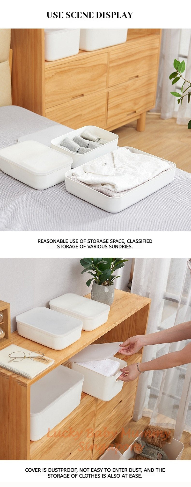 Ivory White Stackable Storage Box With Cover