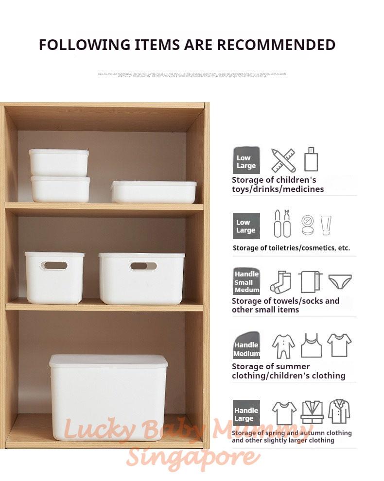 Ivory White Stackable Storage Box With Cover