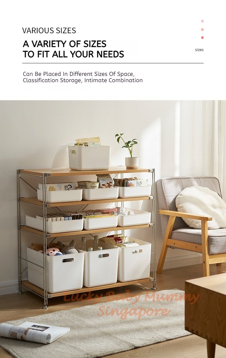 Ivory White Stackable Storage Box With Cover