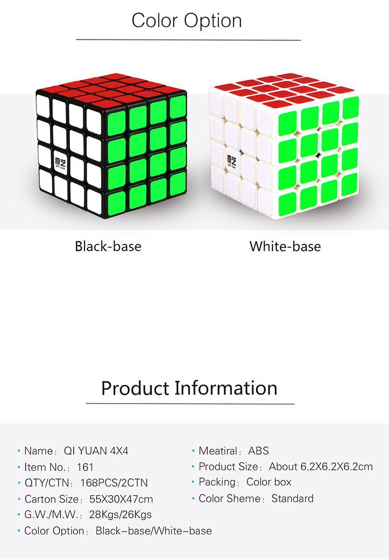 QiYi Rubiks Cube 2x2/3x3/4x4 Ultra Smooth Black/White/Rainbow Rubiks Cube/Super Smooth Fast Speed
