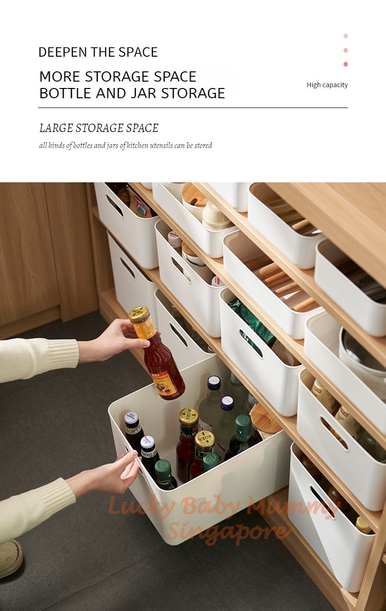 Ivory White Stackable Storage Box With Cover