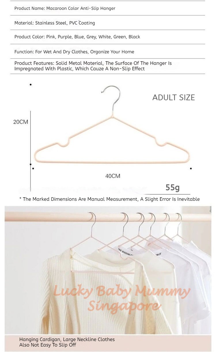 Extra Thick Stainless-Steel PVC Anti-Slip Metal Hanger