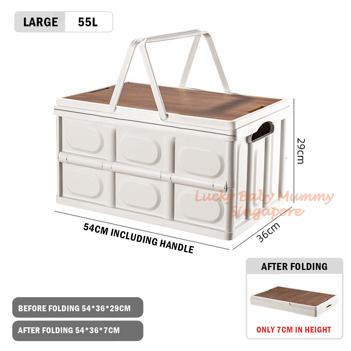 Foldable Camping Storage Box with Wooden Lid