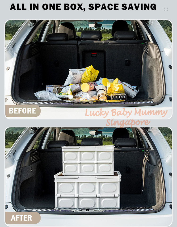 Foldable Camping Storage Box with Wooden Lid