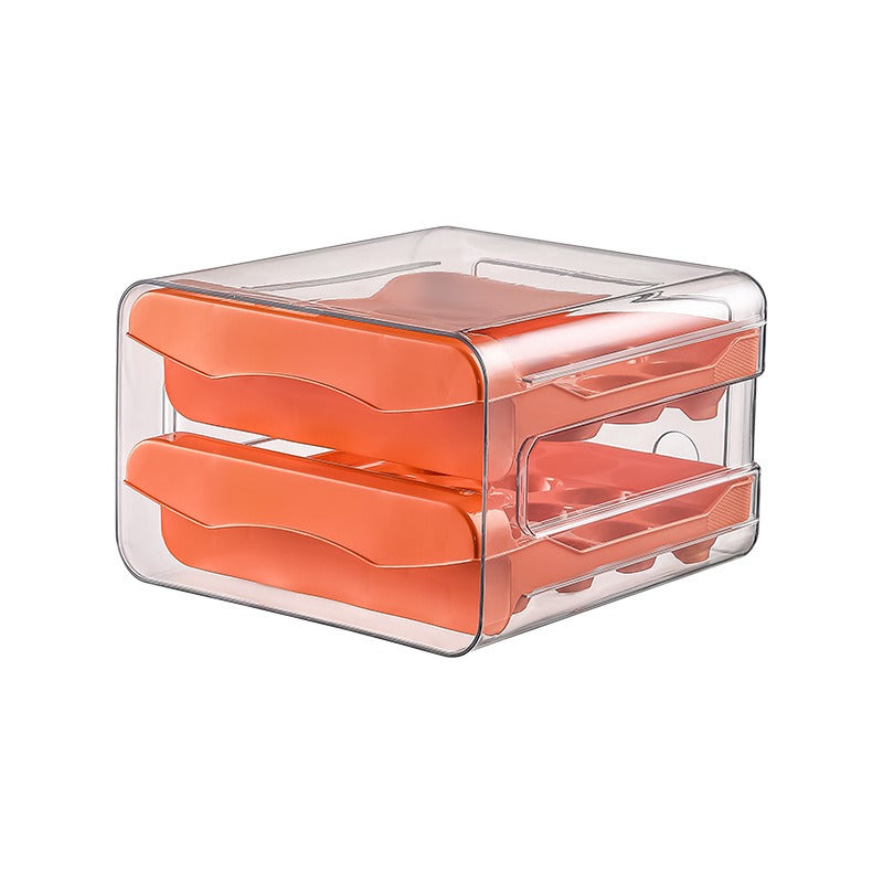 Egg Storage Box with Drawer Double Layer