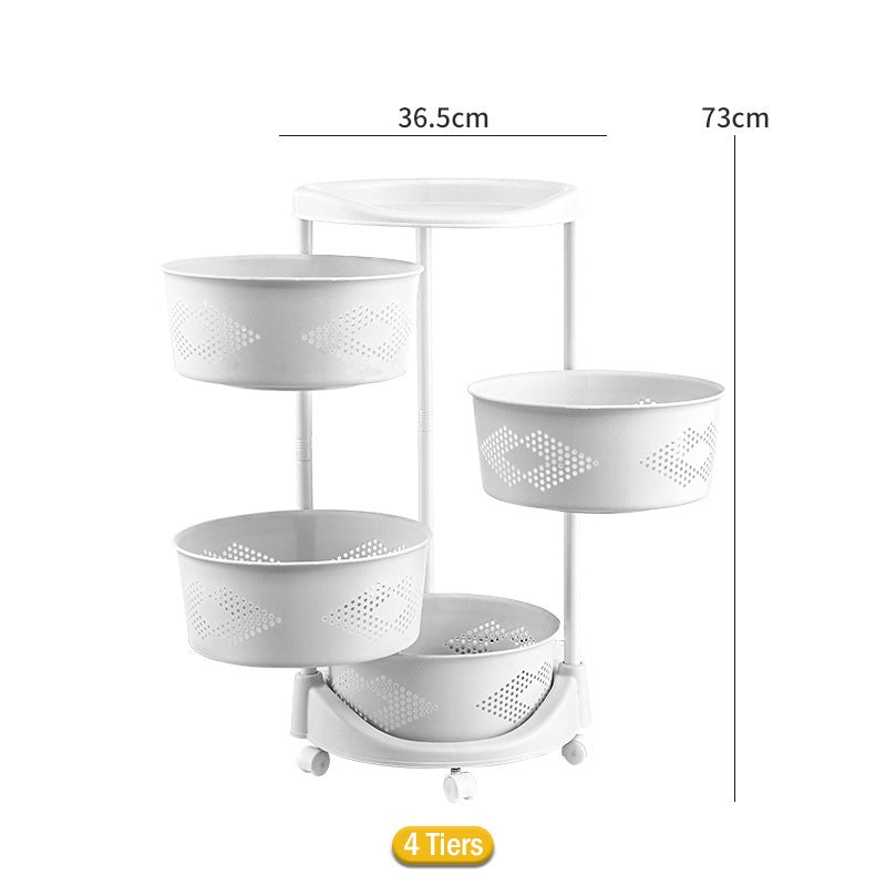 White Round Rotating Storage Trolley