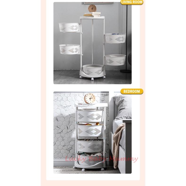 White Round Rotating Storage Trolley