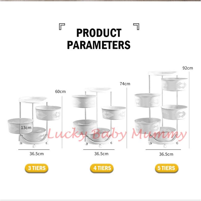 White Round Rotating Storage Trolley