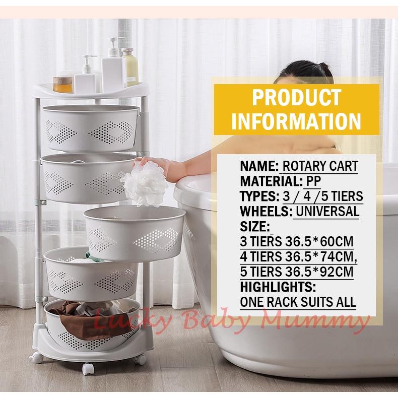 White Round Rotating Storage Trolley
