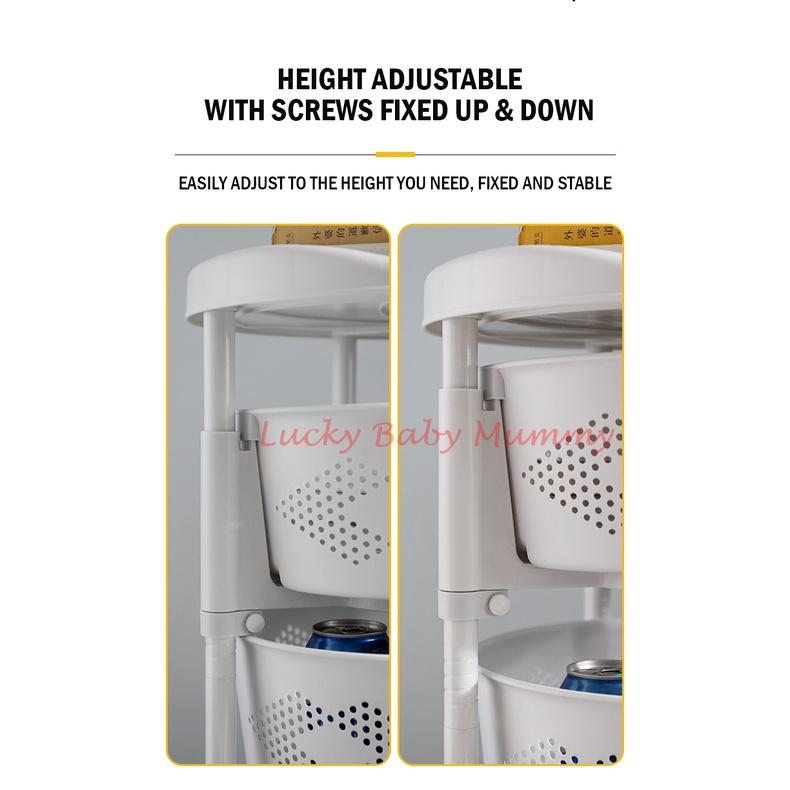 White Round Rotating Storage Trolley