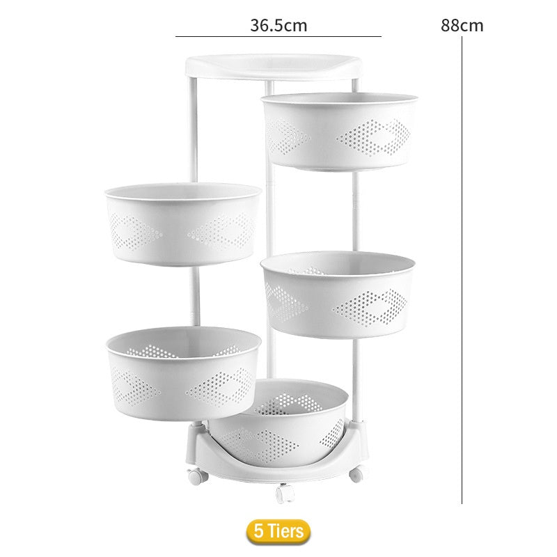 White Round Rotating Storage Trolley