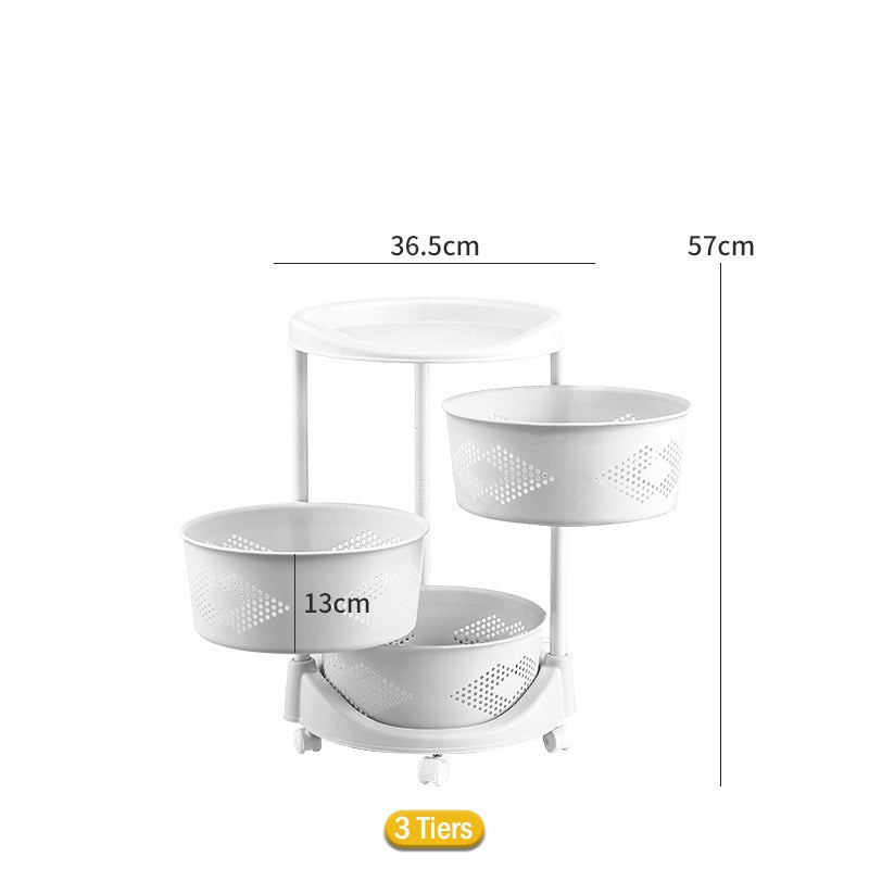 White Round Rotating Storage Trolley
