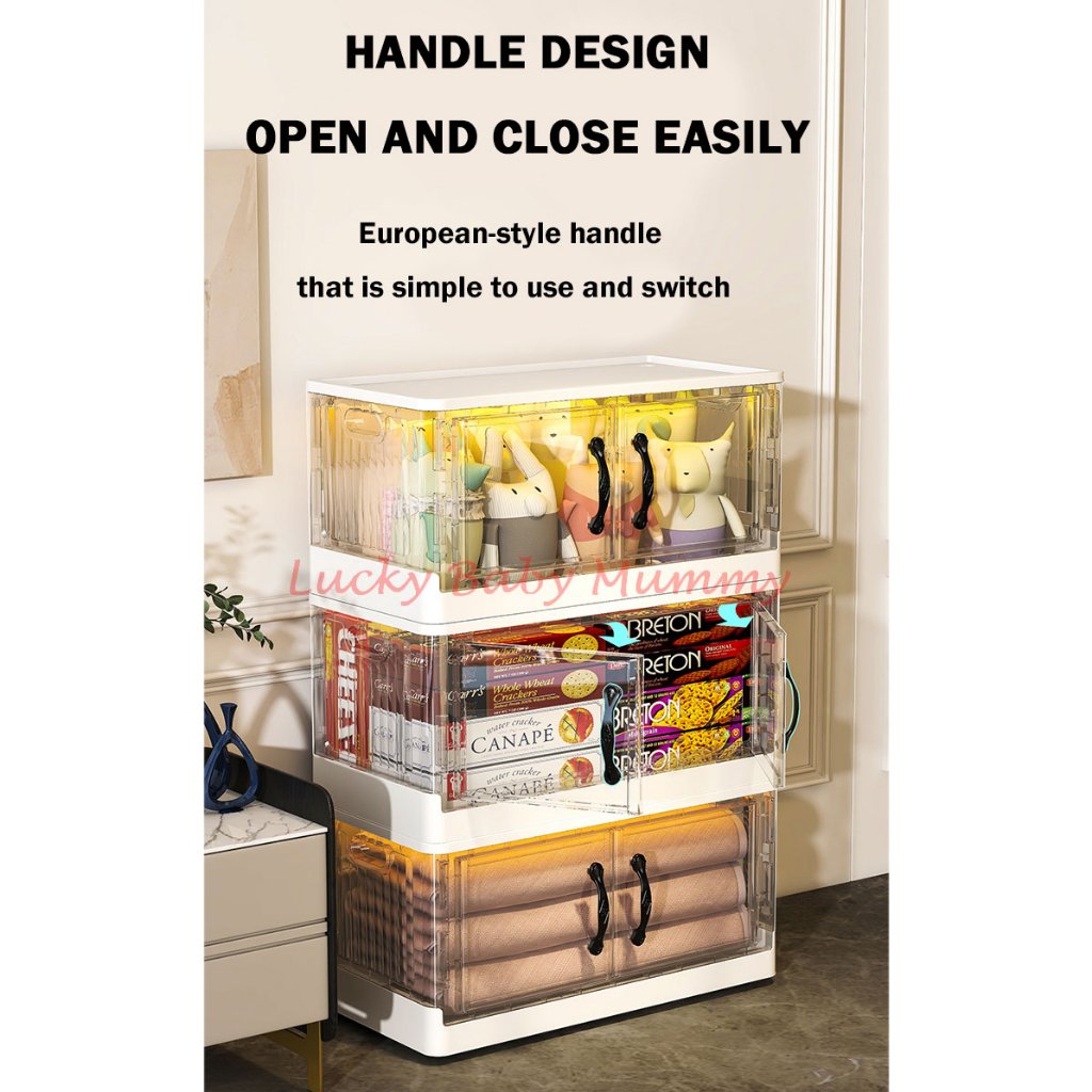 Foldable Transparent Double Door Storage Cabinet