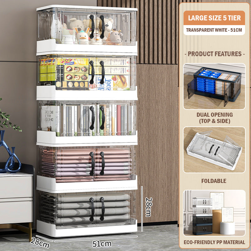 Foldable Transparent Double Door Storage Cabinet