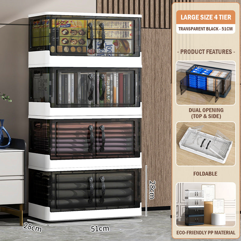 Foldable Transparent Double Door Storage Cabinet