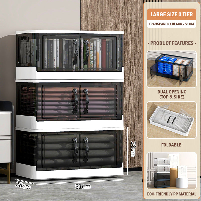 Foldable Transparent Double Door Storage Cabinet