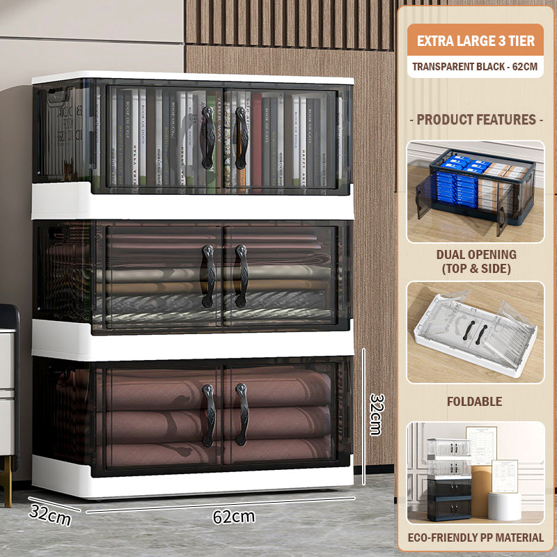 Foldable Transparent Double Door Storage Cabinet