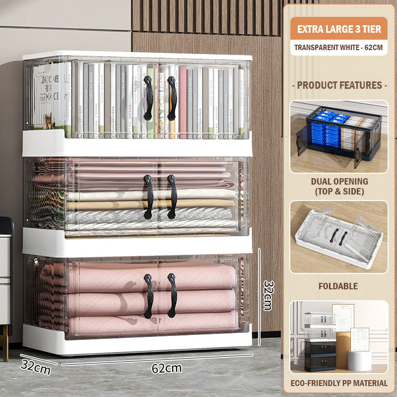 Foldable Transparent Double Door Storage Cabinet