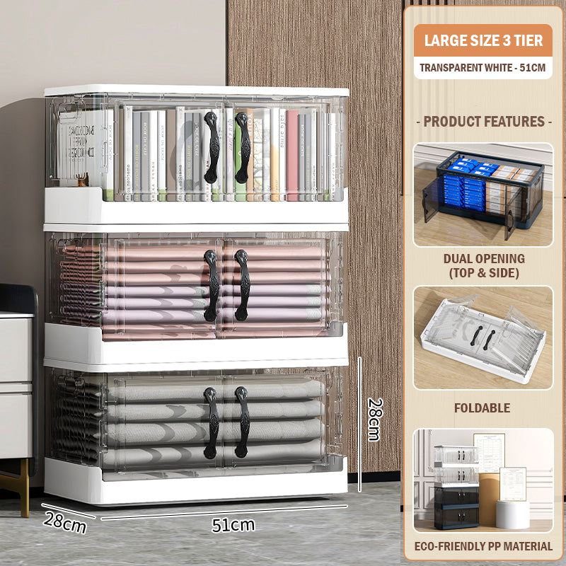 Foldable Transparent Double Door Storage Cabinet