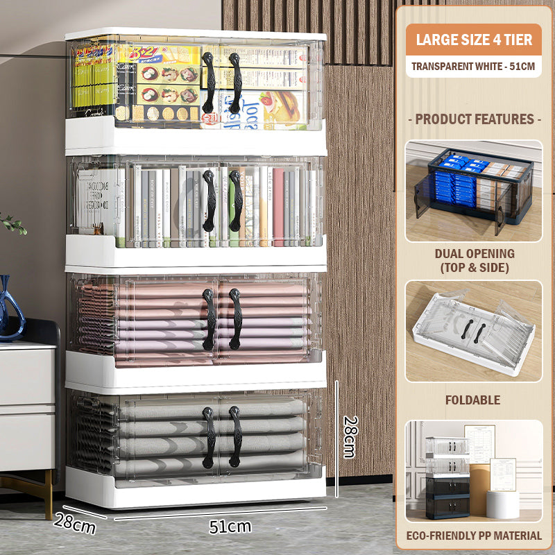 Foldable Transparent Double Door Storage Cabinet