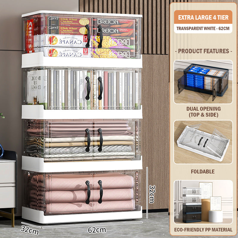 Foldable Transparent Double Door Storage Cabinet