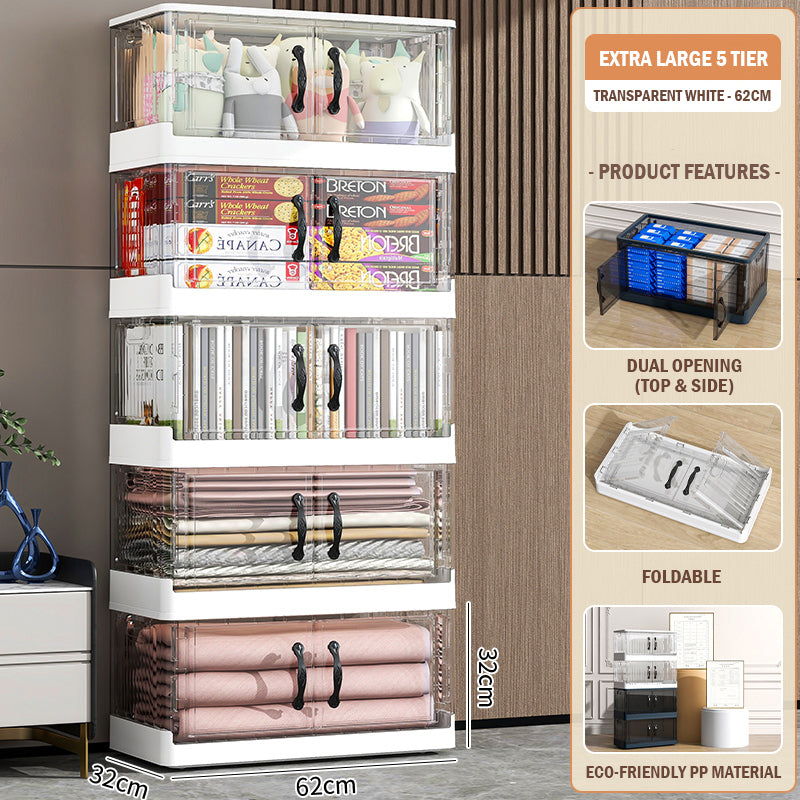 Foldable Transparent Double Door Storage Cabinet